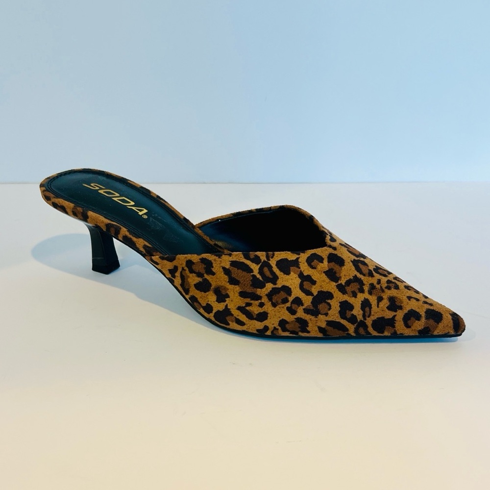 NEW! Soda Brown Leopard Women's Mules
